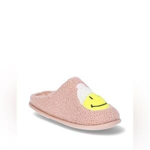 Kids Pink Smiley Face Slippers